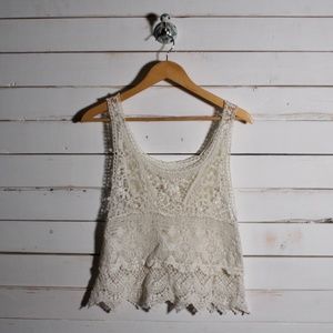 SOLD Hand Crochet Cream Top